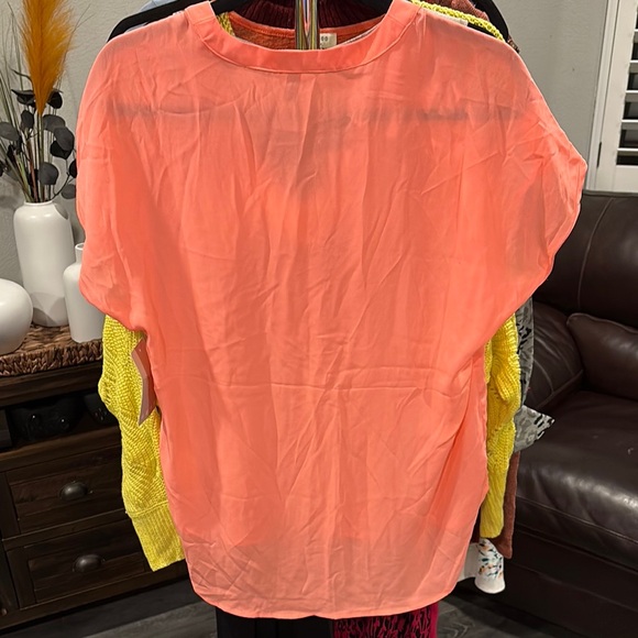 Lily White Neon Orange Pink Blouse - Picture 4 of 4